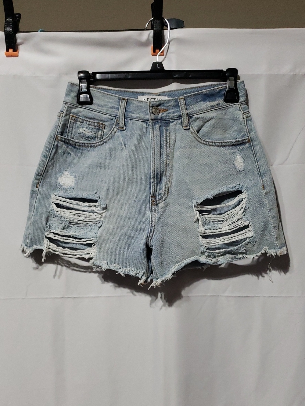 Nectar Clothing Distressed Denim Shorts. Size Small Waist 26"
